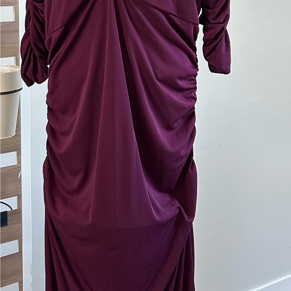 Elegant Burgundy Ruched Torrid Plus Evening Gown - Picture 8 of 8